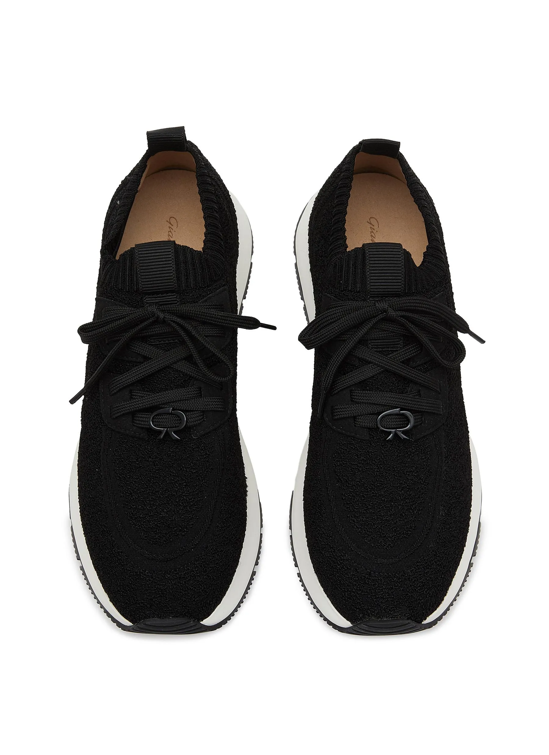 -----------GIANVITO ROSSI  ---- ------------ ----Low Top Lace Up Knit Boucle Sneakers --