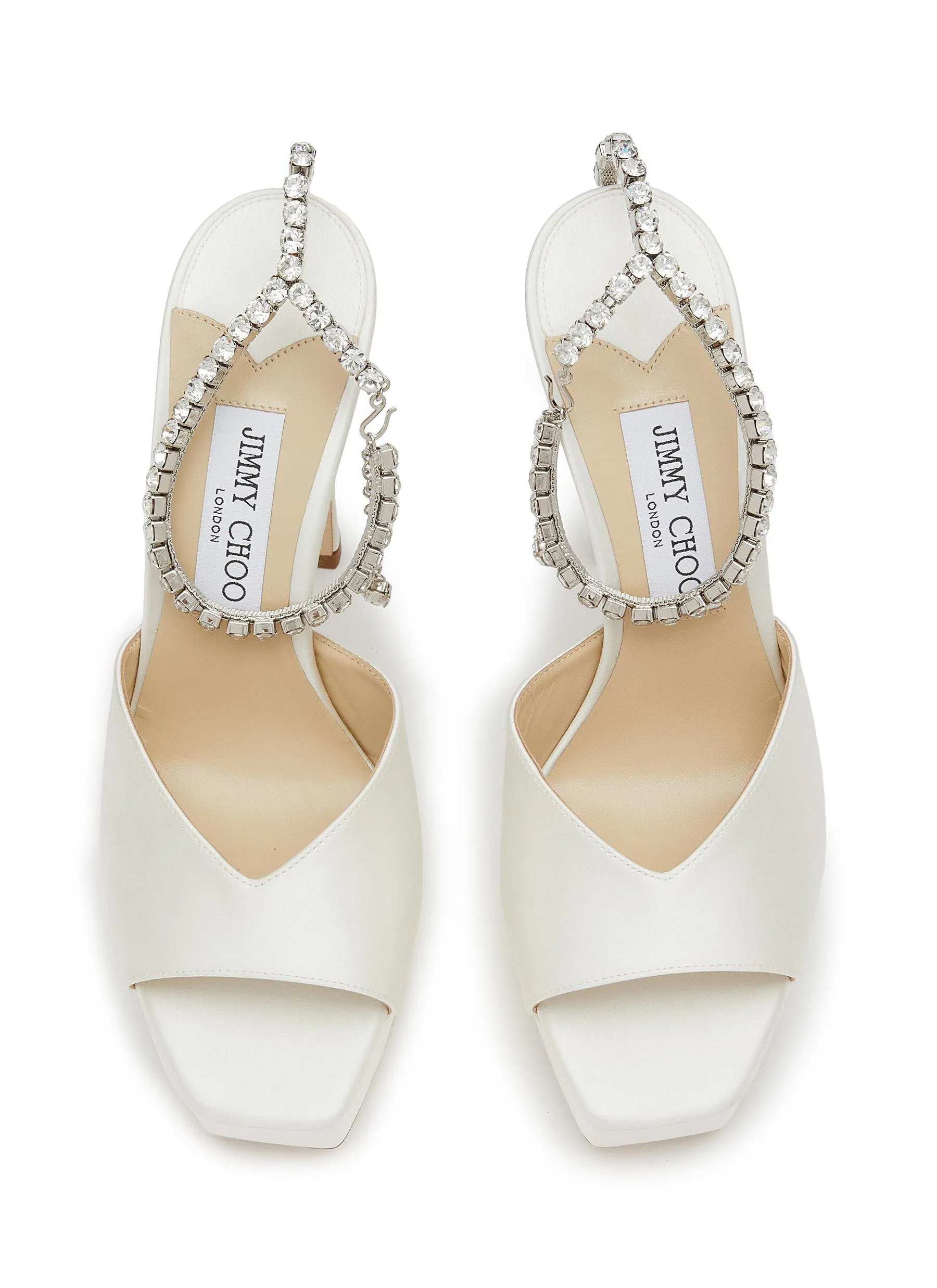 -----------JIMMY CHOO ---- ------------ ----Saeda 125 Satin Crystal Chain Sandals --