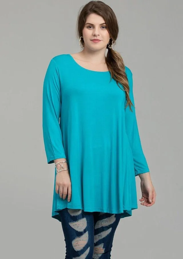 3/4 Sleeve Tunic Top Loose Fit Flare Tunic Shirt - LARACE 8033