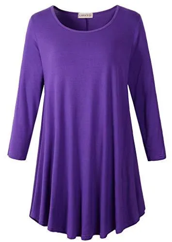 3/4 Sleeve Tunic Top Loose Fit Flare Tunic Shirt - LARACE 8033