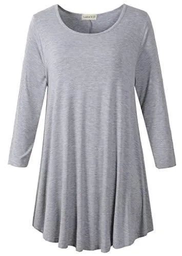 3/4 Sleeve Tunic Top Loose Fit Flare Tunic Shirt - LARACE 8033