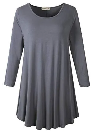 3/4 Sleeve Tunic Top Loose Fit Flare Tunic Shirt - LARACE 8033