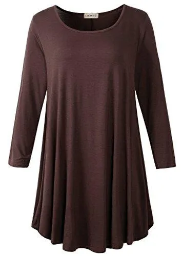 3/4 Sleeve Tunic Top Loose Fit Flare Tunic Shirt - LARACE 8033