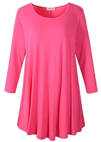 3/4 Sleeve Tunic Top Loose Fit Flare Tunic Shirt - LARACE 8033