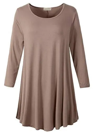 3/4 Sleeve Tunic Top Loose Fit Flare Tunic Shirt - LARACE 8033