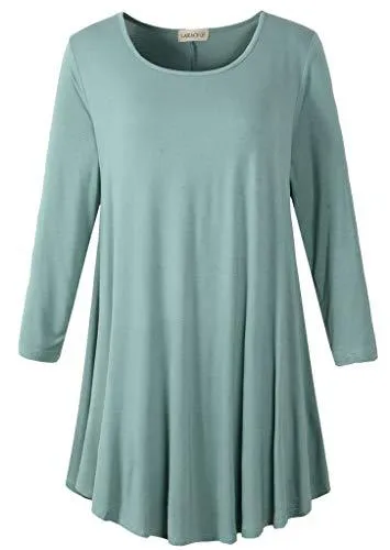 3/4 Sleeve Tunic Top Loose Fit Flare Tunic Shirt - LARACE 8033