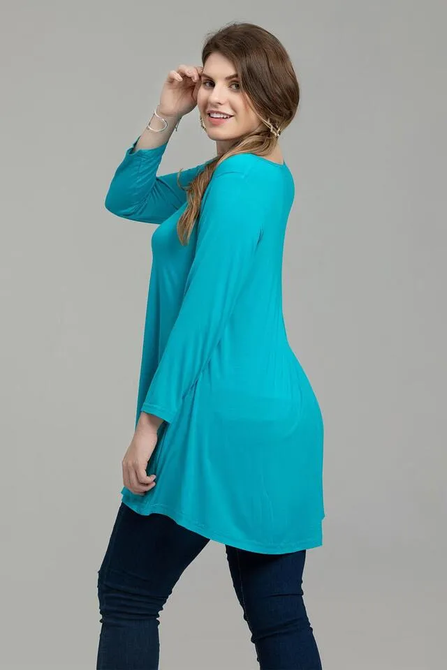 3/4 Sleeve Tunic Top Loose Fit Flare Tunic Shirt - LARACE 8033