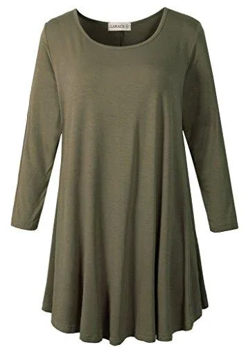 3/4 Sleeve Tunic Top Loose Fit Flare Tunic Shirt - LARACE 8033