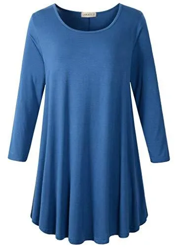 3/4 Sleeve Tunic Top Loose Fit Flare Tunic Shirt - LARACE 8033