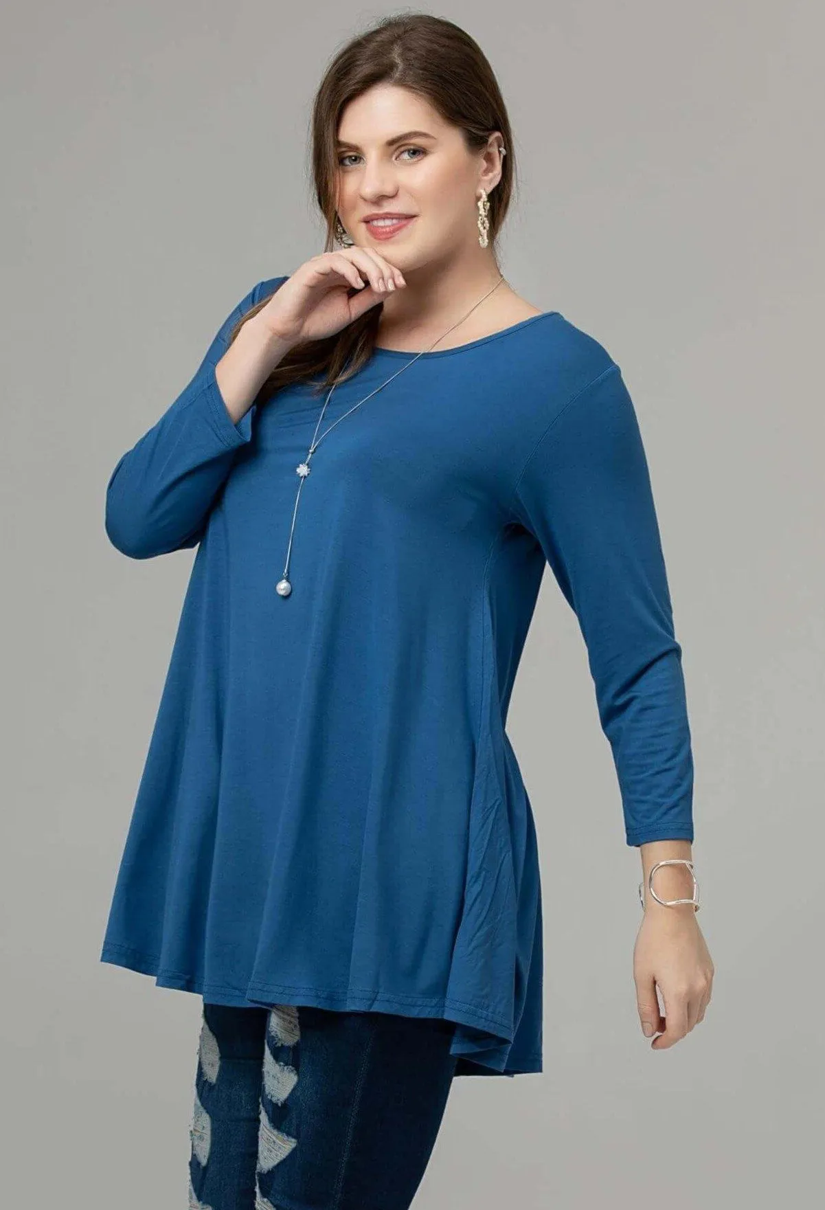 3/4 Sleeve Tunic Top Loose Fit Flare Tunic Shirt - LARACE 8033