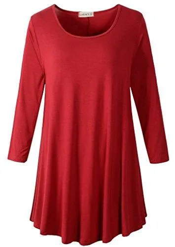 3/4 Sleeve Tunic Top Loose Fit Flare Tunic Shirt - LARACE 8033