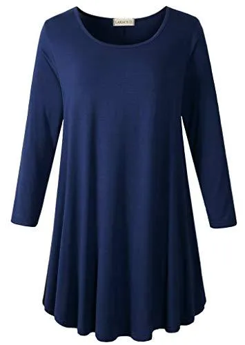 3/4 Sleeve Tunic Top Loose Fit Flare Tunic Shirt - LARACE 8033