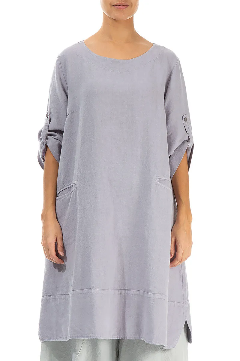 Adjustable Sleeves Lilac Grey Linen Tunic