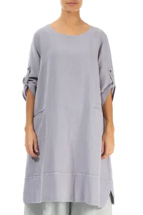 Adjustable Sleeves Lilac Grey Linen Tunic