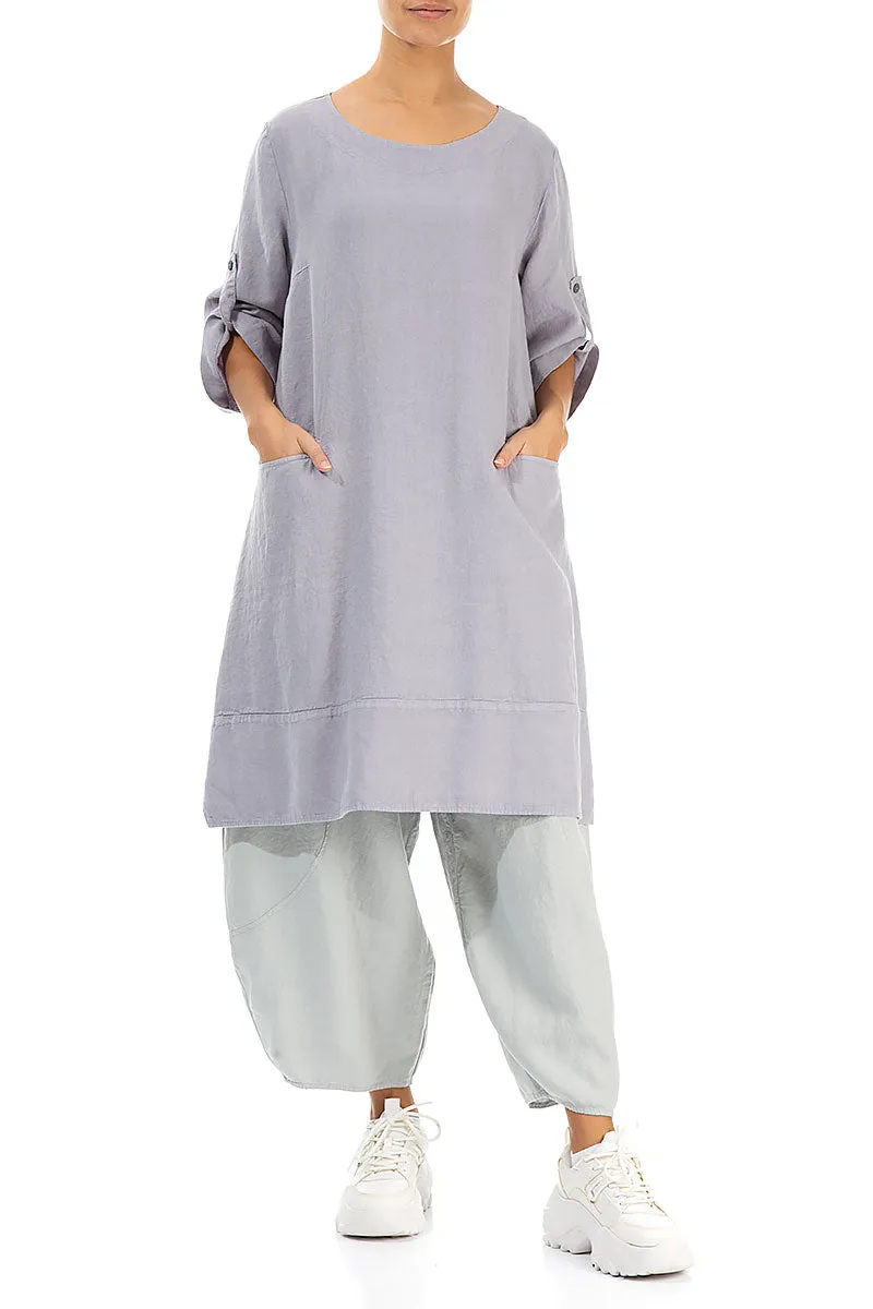 Adjustable Sleeves Lilac Grey Linen Tunic