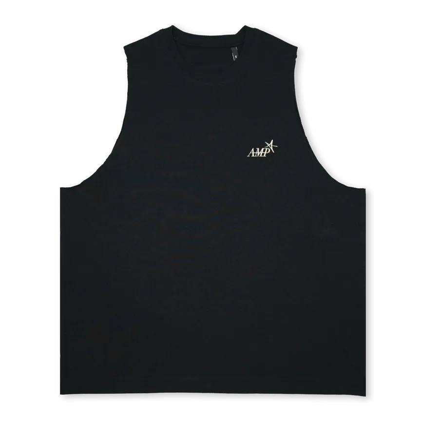 AMPVB Deep Black Oversized Vest.