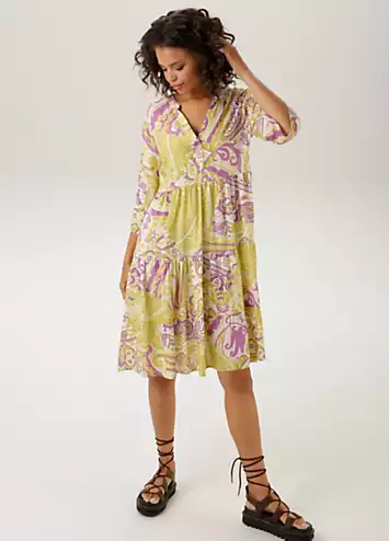 Aniston Paisley Print V-Neck Tunic Dress | Grattan