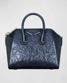 Antigona Mini Top-Handle Bag in Crinkled Metallic Leather