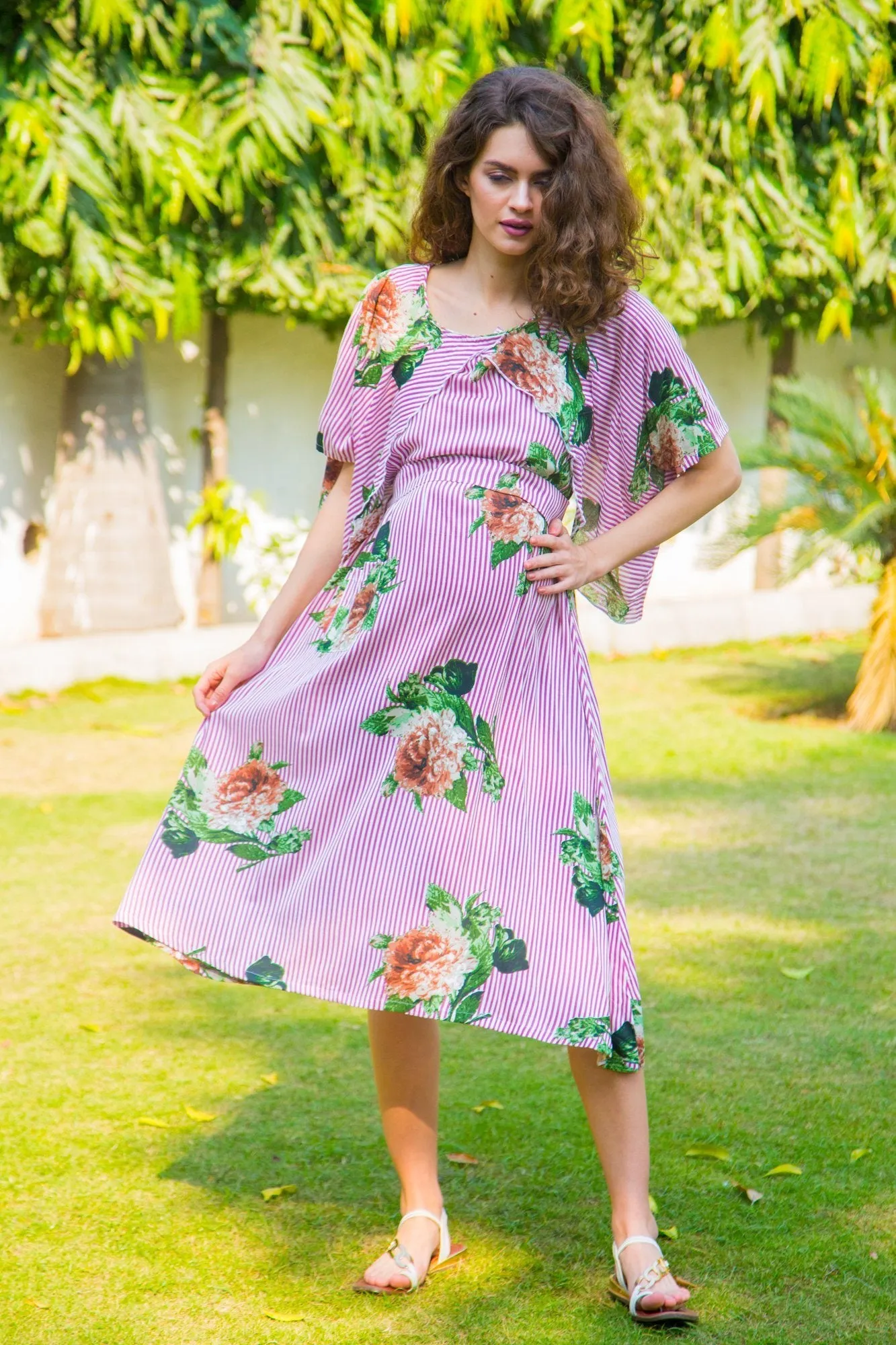 Arctic Rose Maternity & Nursing Flap Dress