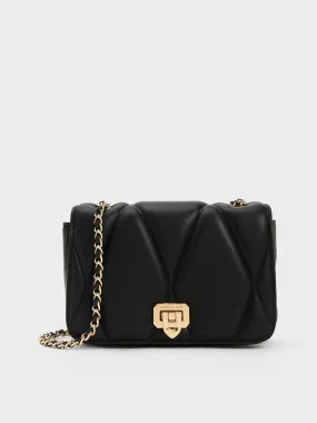 Arwen Quilted Shoulder Bag - Black