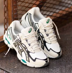 ASICS GEL TRAINERS OFF WHITE BROWN GREEN