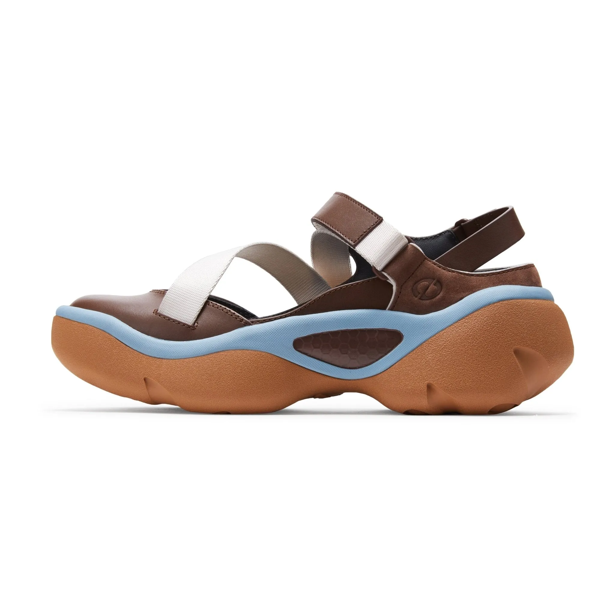 Asymmetrical Shaped Thick-soled Sports Sandals in Brown-