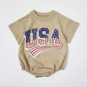 Baby USA T-Shirt Romper (0-18m) - Beige