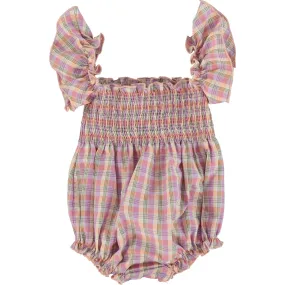 Bebe Organic Alice Romper, Blosoom Check