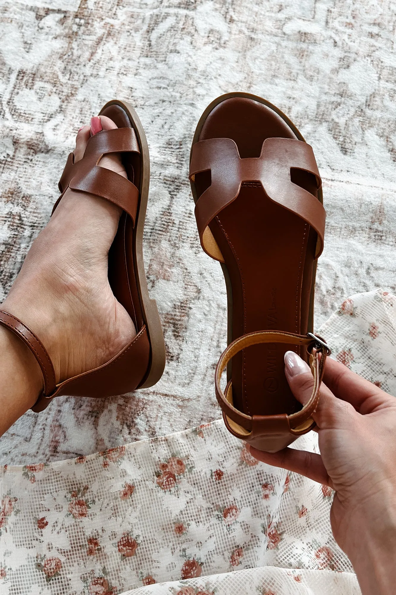 Before We Begin Ankle Strap Sandals (Cognac)