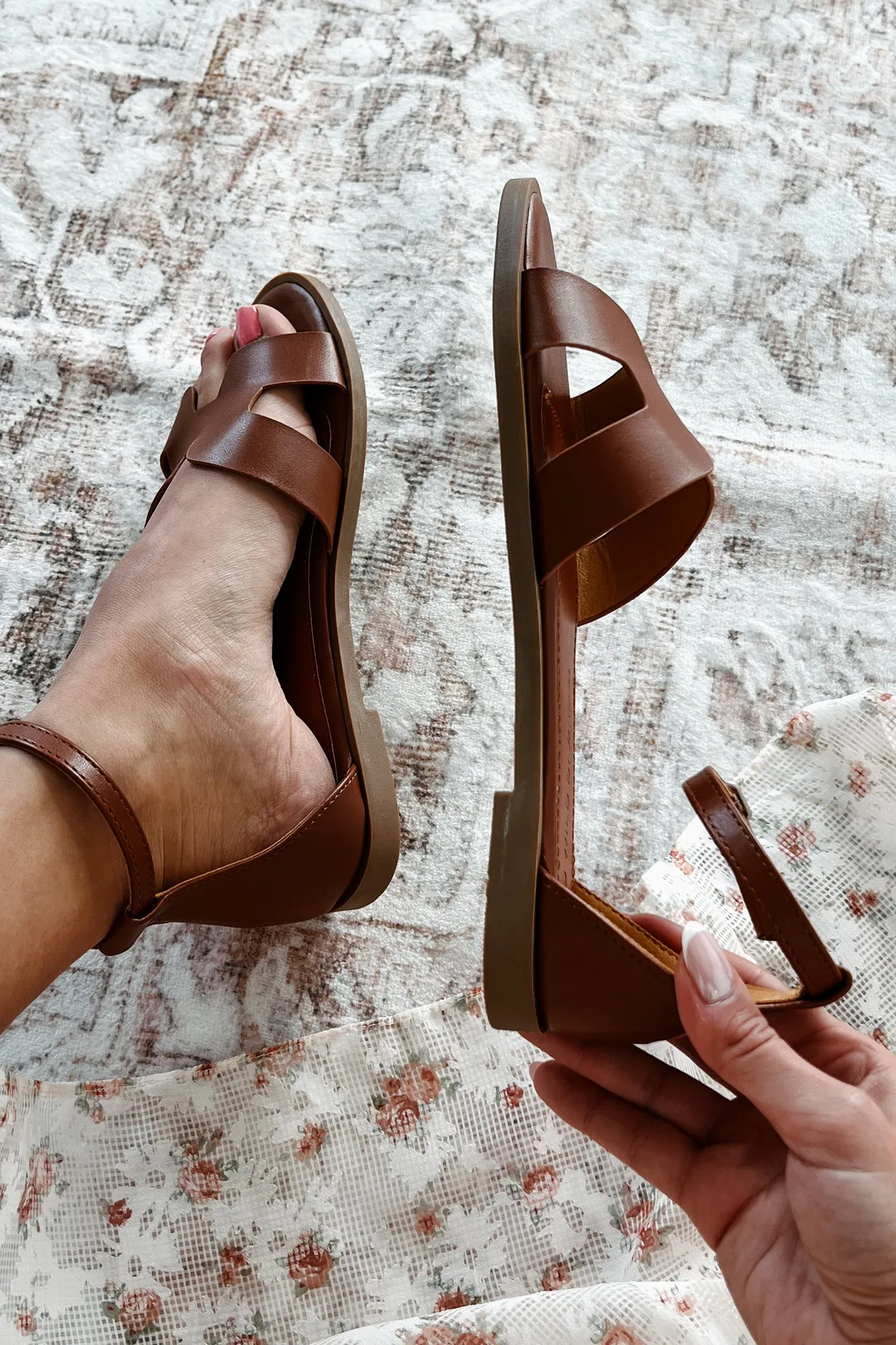 Before We Begin Ankle Strap Sandals (Cognac)