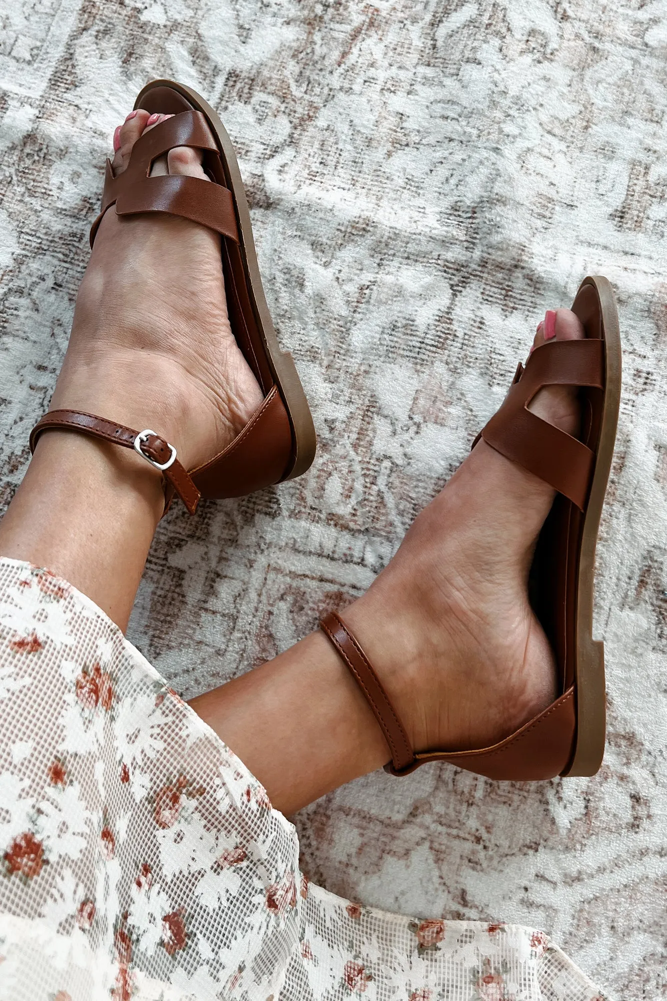 Before We Begin Ankle Strap Sandals (Cognac)