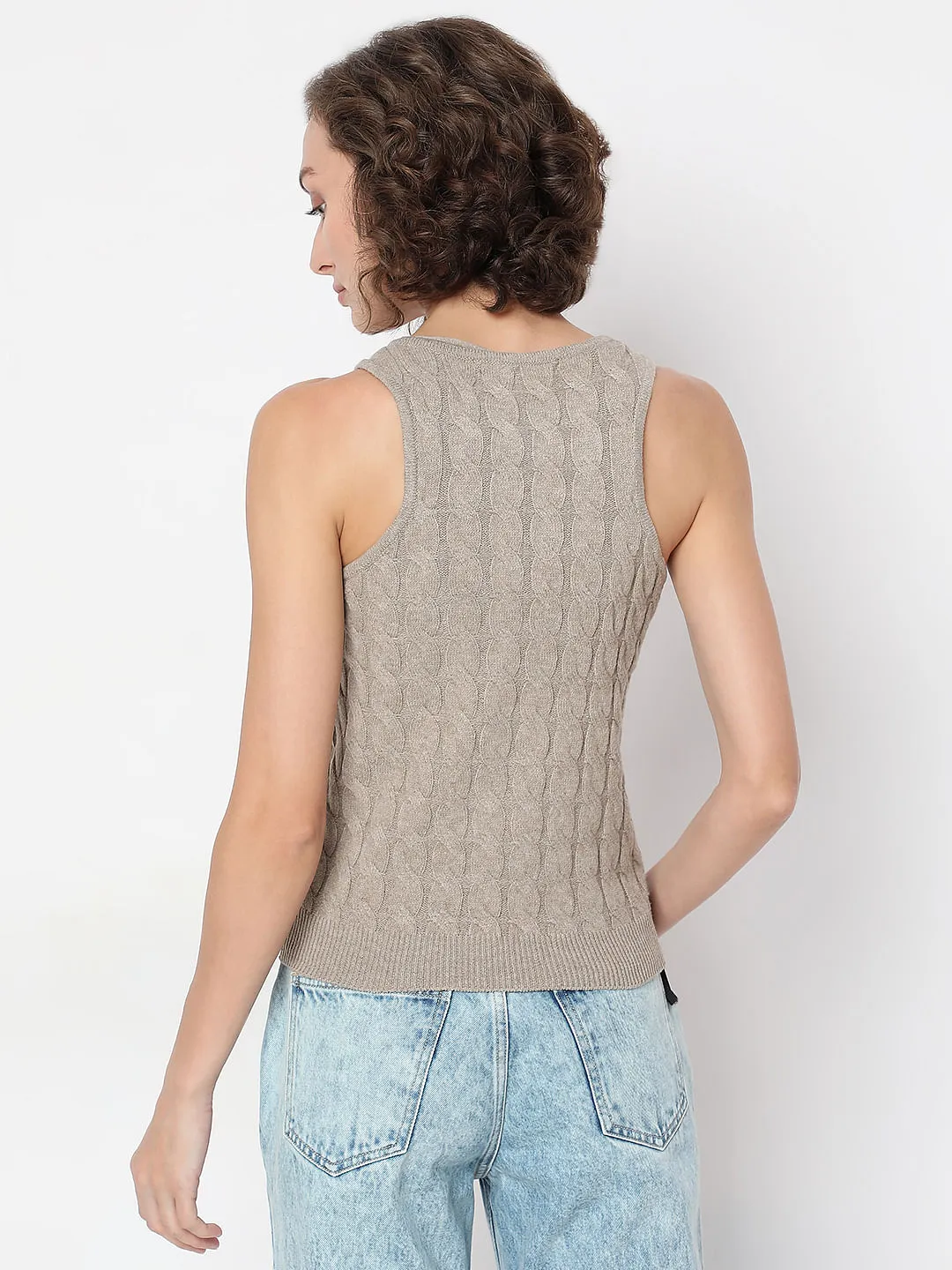 Beige Recycled Polyester Tank Top