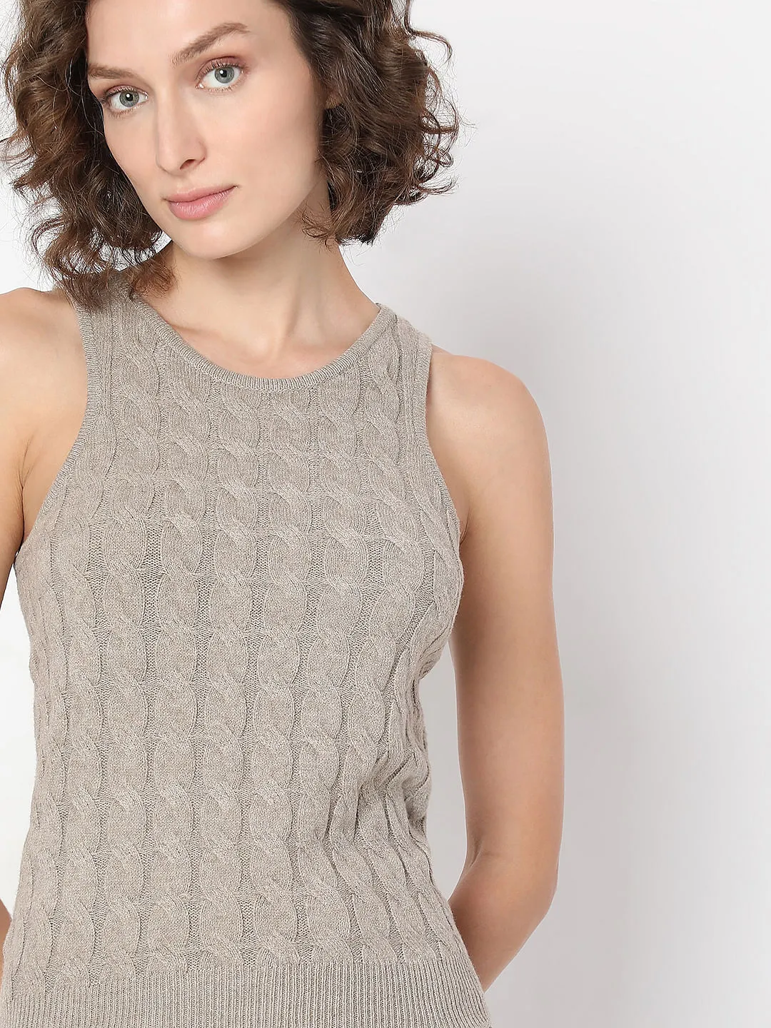 Beige Recycled Polyester Tank Top