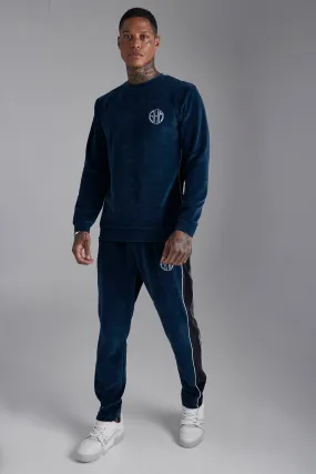 Bhm Velour Side Panel Sweatshirt Tracksuit | boohooMAN UK