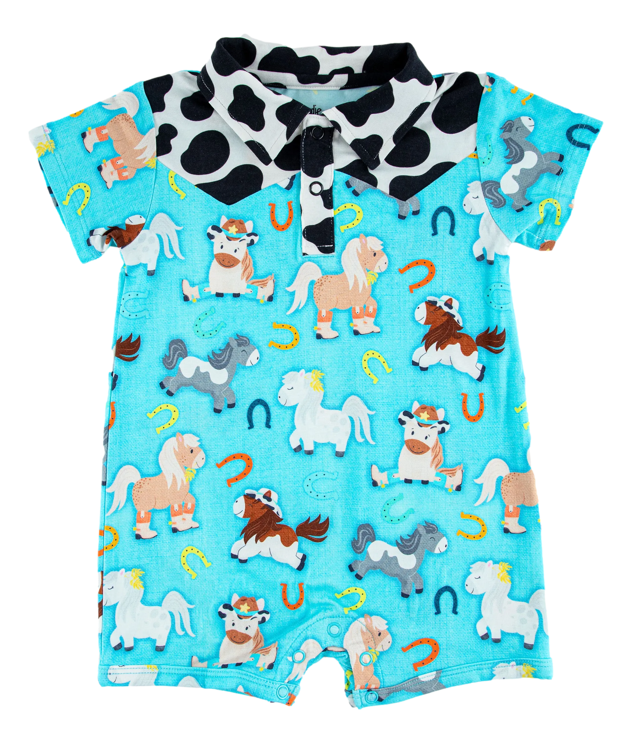 Birdie Bean Short Sleeve Collared Shortie Romper - Toby