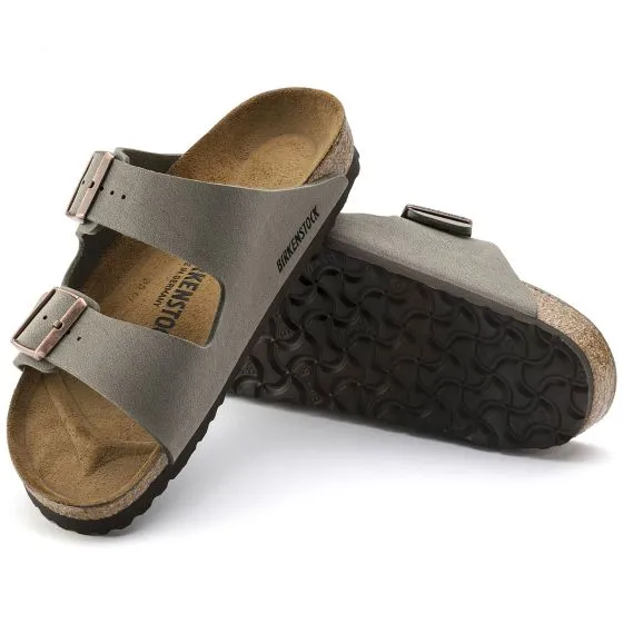 Birkenstock Mens Arizona Birkibuc Stone Sandals - Narrow Fit