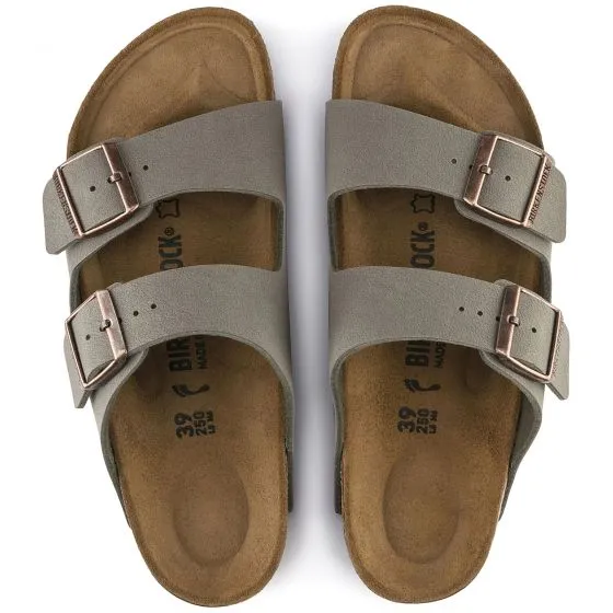 Birkenstock Mens Arizona Birkibuc Stone Sandals - Narrow Fit