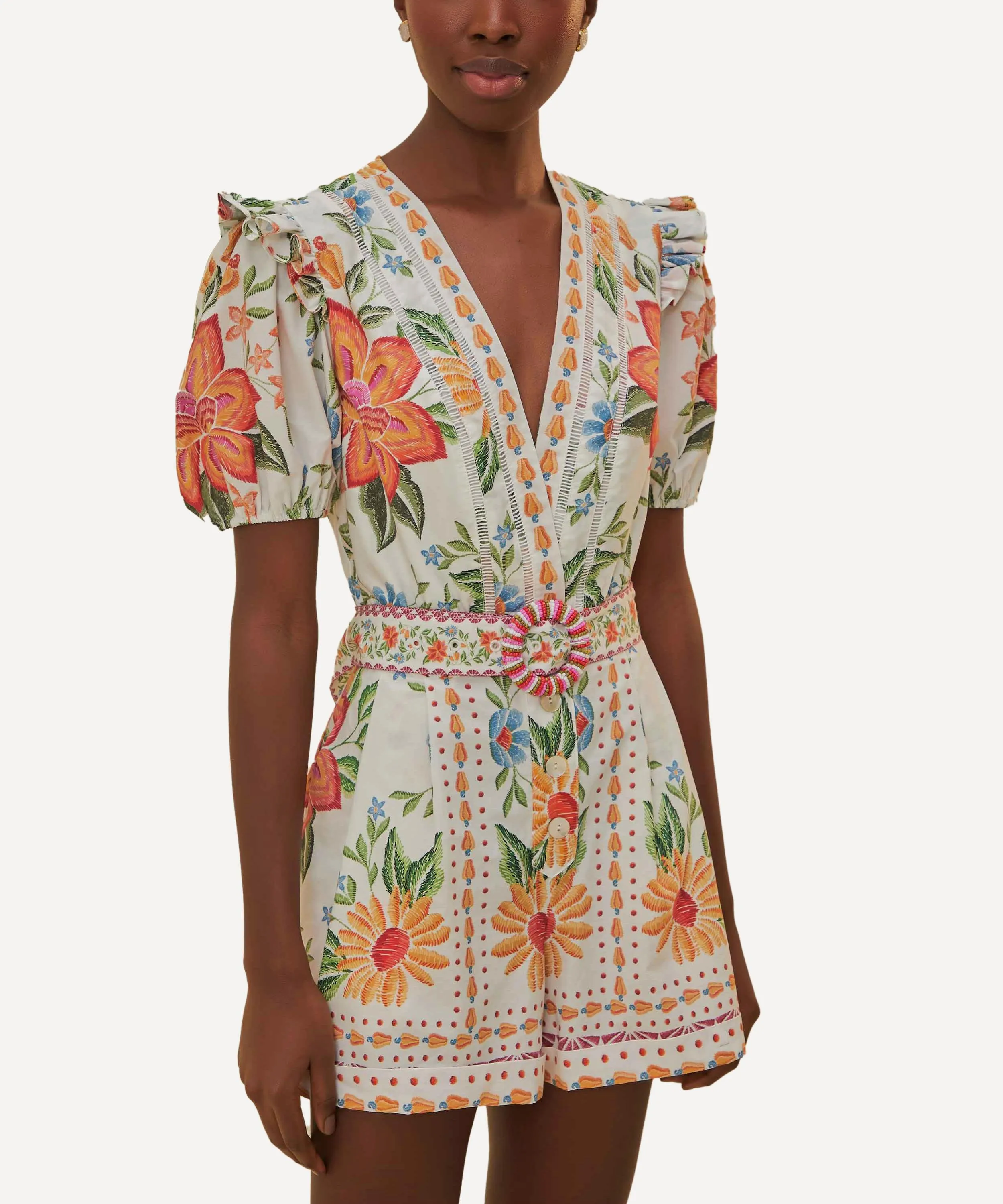 Bloom Garden Off-White Cotton Romper 