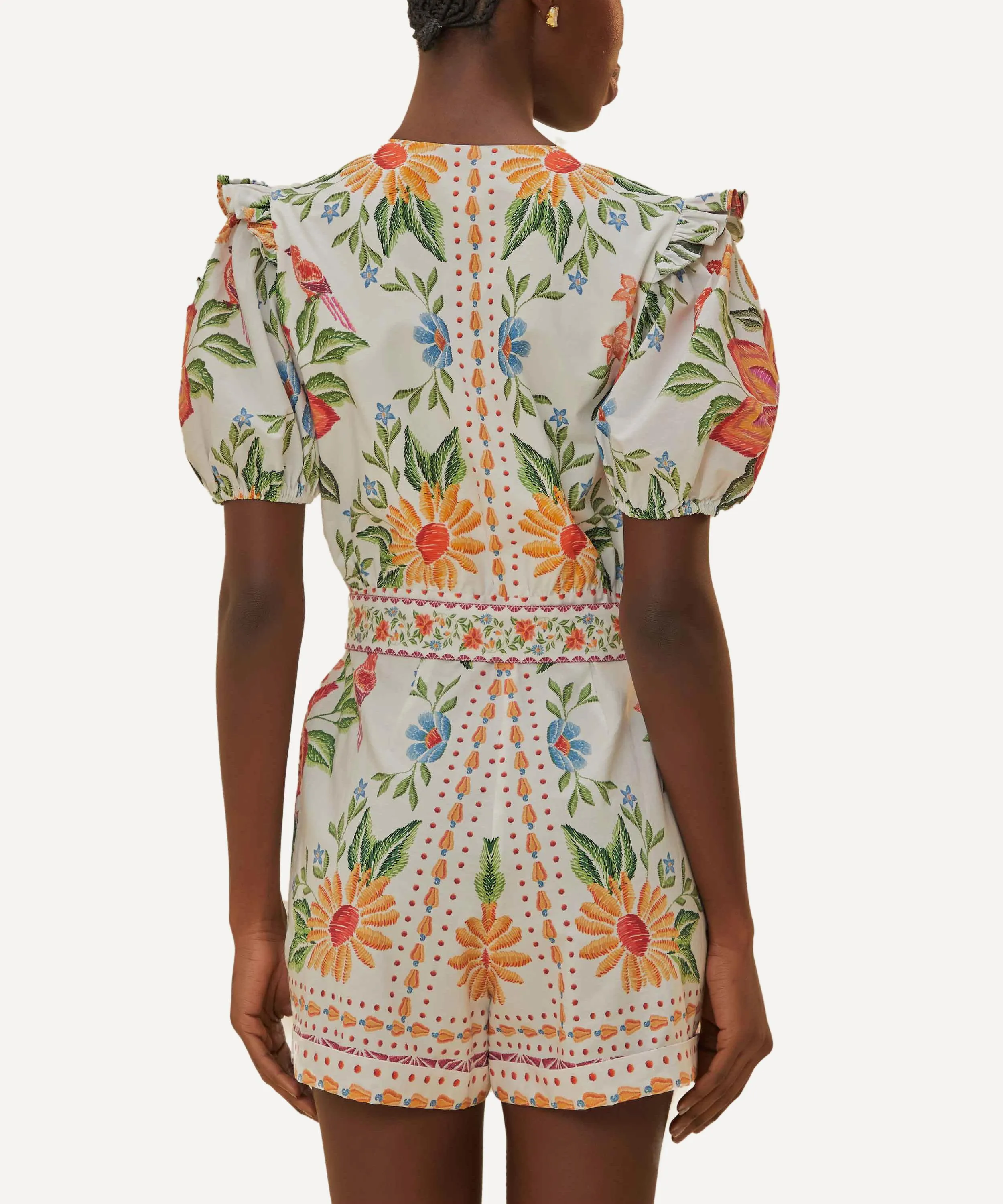 Bloom Garden Off-White Cotton Romper 