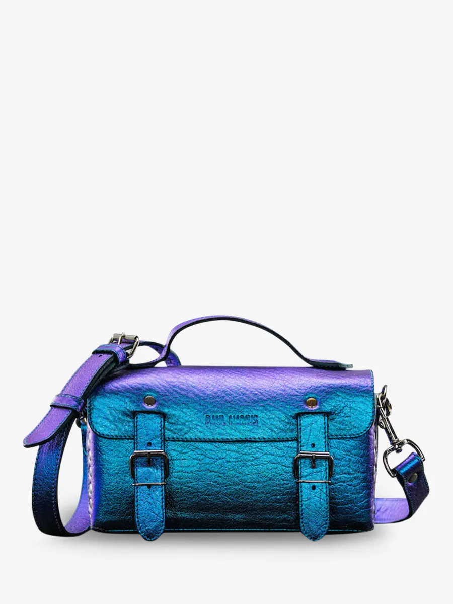 Blue Metallic Leather Shoulder Bag for Women - L'Artisane Beetle | PAUL MARIUS