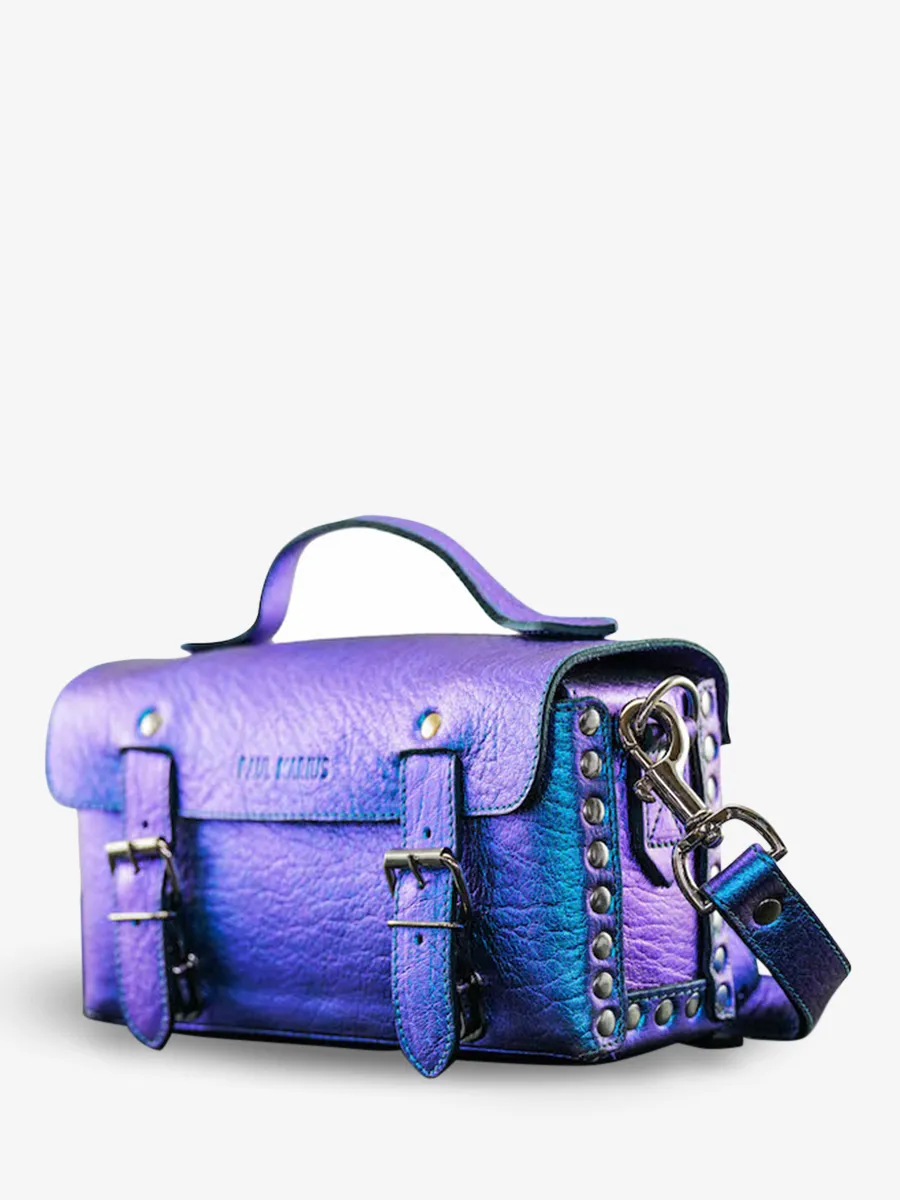 Blue Metallic Leather Shoulder Bag for Women - L'Artisane Beetle | PAUL MARIUS