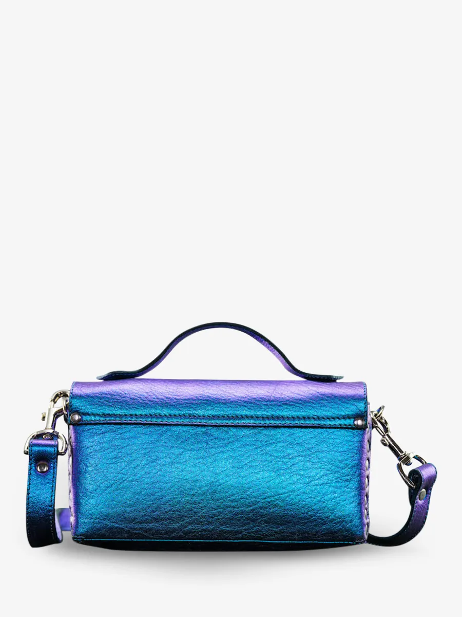 Blue Metallic Leather Shoulder Bag for Women - L'Artisane Beetle | PAUL MARIUS