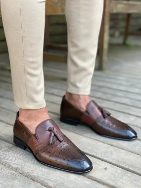 Bojo Brown Leather Tasseled Shoes