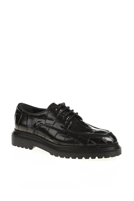 Bojoni Chicago Leather Croco Black Shoes