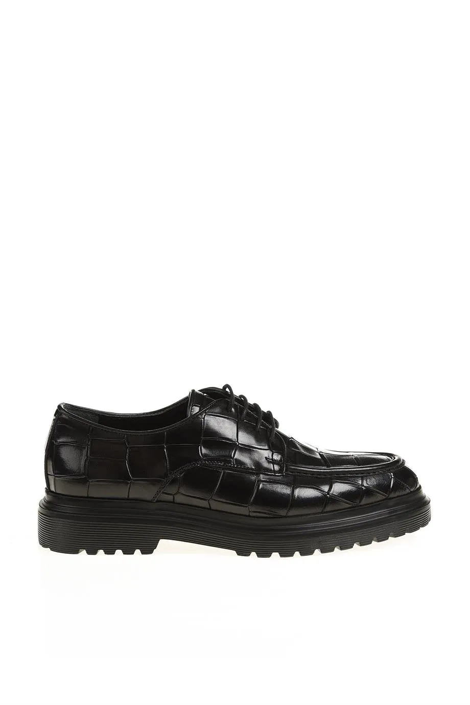 Bojoni Chicago Leather Croco Black Shoes