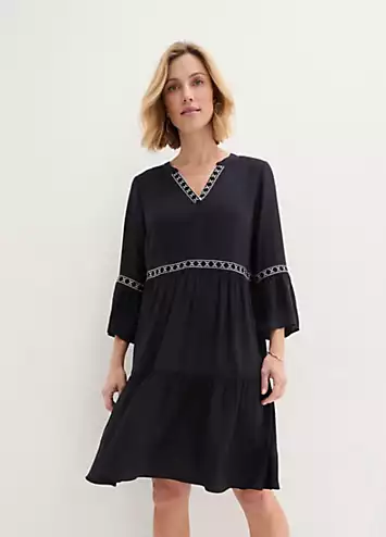 bonprix Trimmed V-Neck Tunic Dress | Kaleidoscope