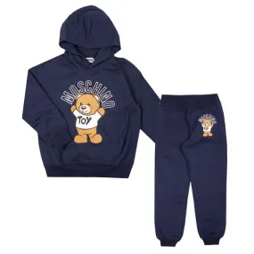 Boys Blue Bear Overhead Hooded Tracksuit