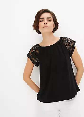 Broderie Sleeve Tunic by bonprix | Look Again