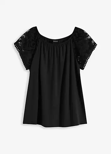 Broderie Sleeve Tunic by bonprix | Look Again