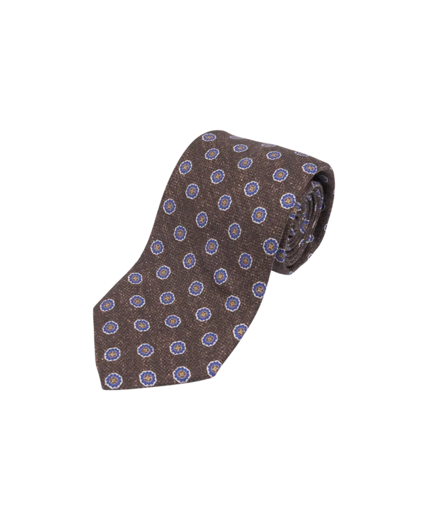 Brown With Blue And Green Medallion Silk Necktie | He Spoke Style